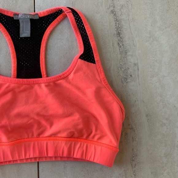 Forever21 Pink & Black Mesh Sports Bra - Picture 5 of 10
